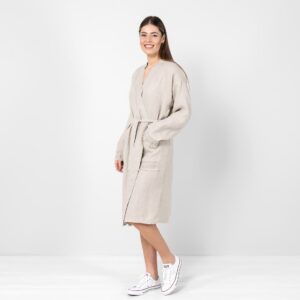 MALTA Peignoir lin naturel 17 100% linen robe for women, natural