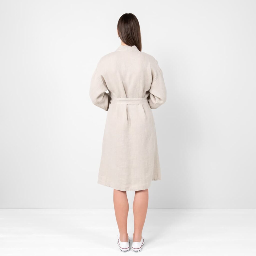 MALTA Peignoir lin naturel 6 Natural linen bathrobe with waist tie