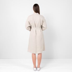MALTA Peignoir lin naturel 18 Natural linen bathrobe with waist tie