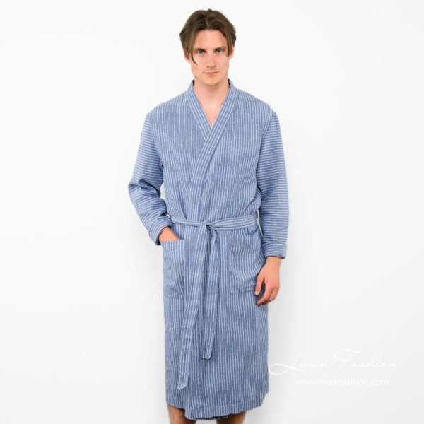 ARAS Peignoir bleu rayures