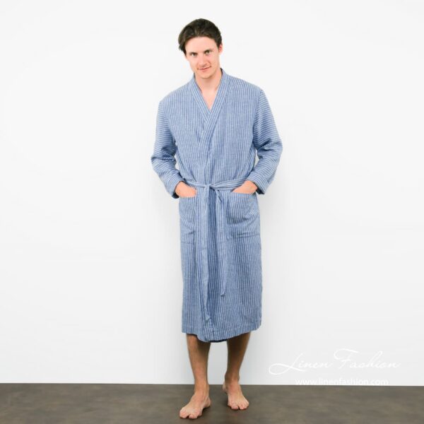 ARAS Peignoir bleu rayures – Image 2