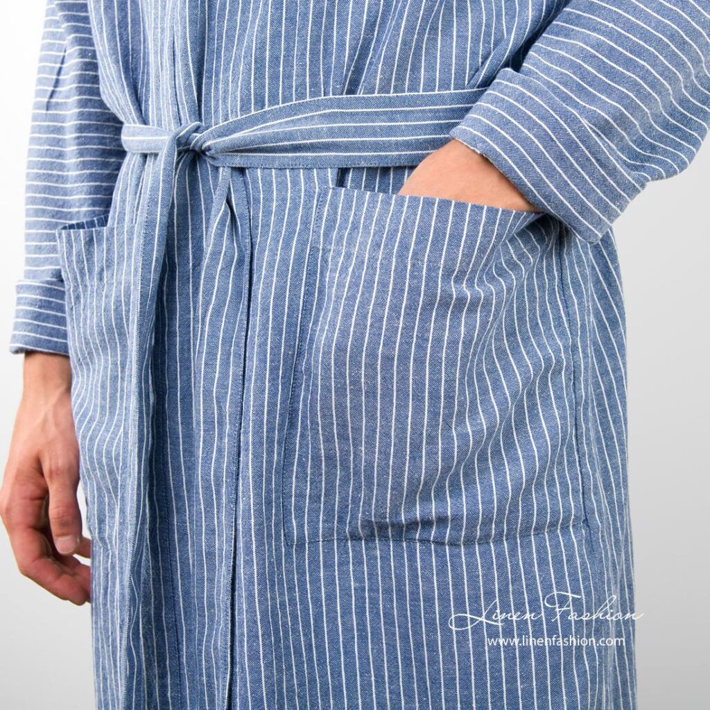 ARAS Peignoir bleu rayures 4 ARAS Peignoir bleu rayures – Image 4