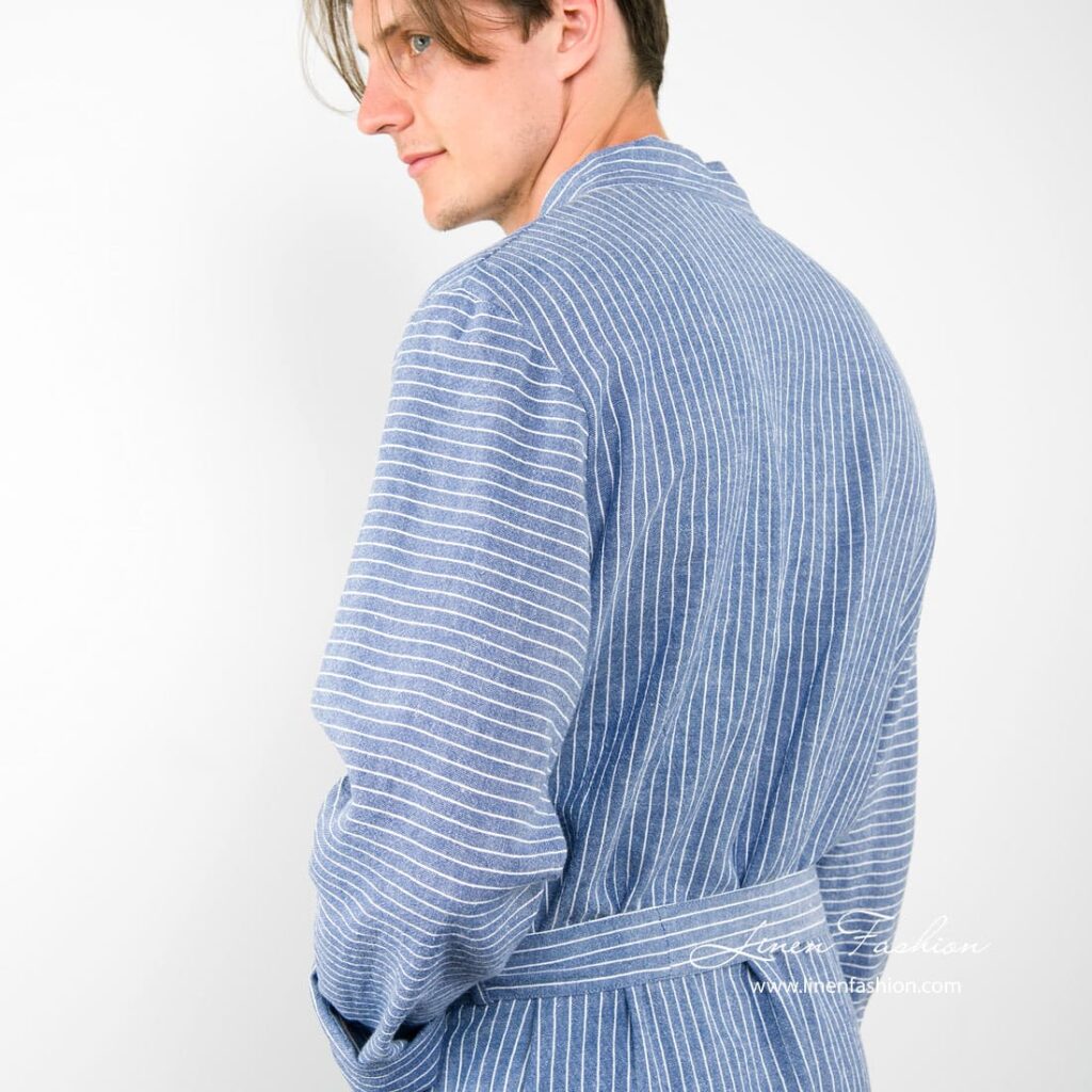 ARAS Peignoir bleu rayures 5 ARAS Peignoir bleu rayures – Image 5