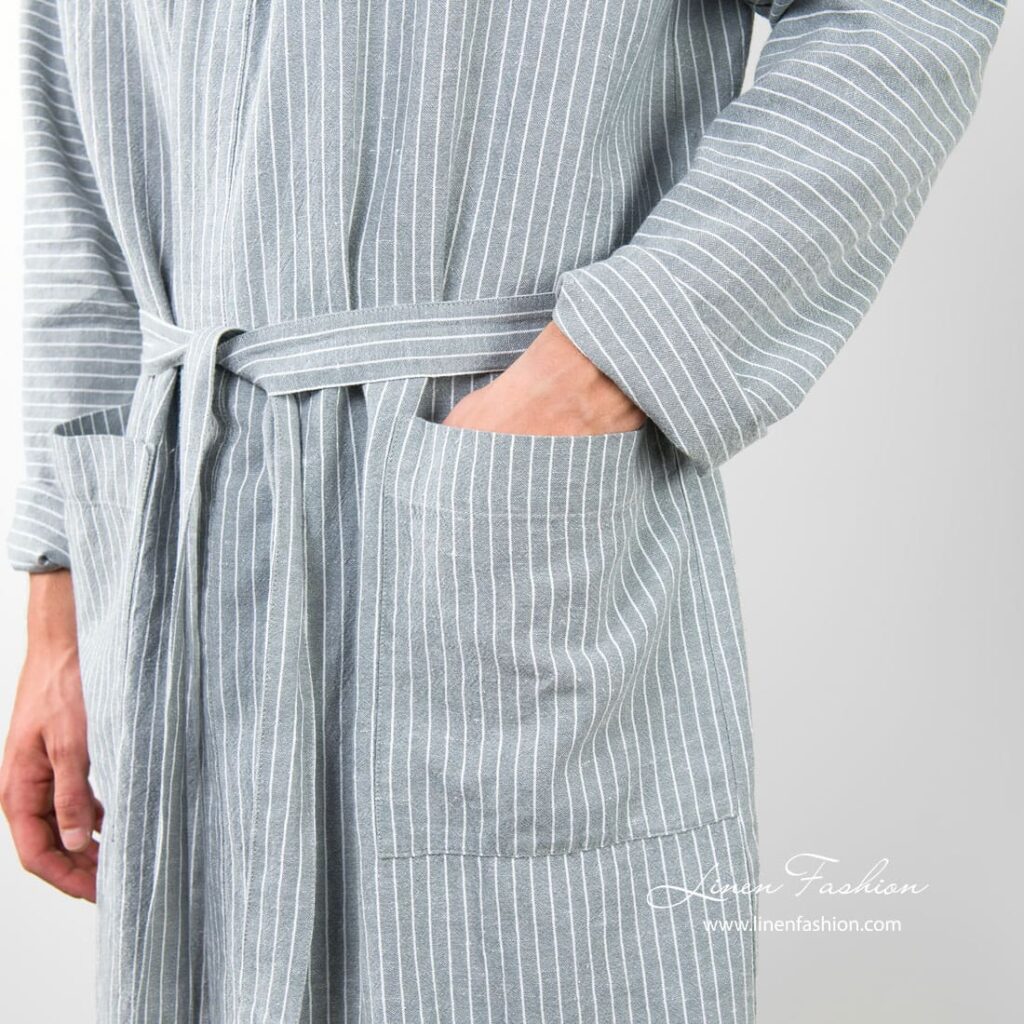 ARAS Peignoir gris rayures 5 ARAS Peignoir gris rayures – Image 5
