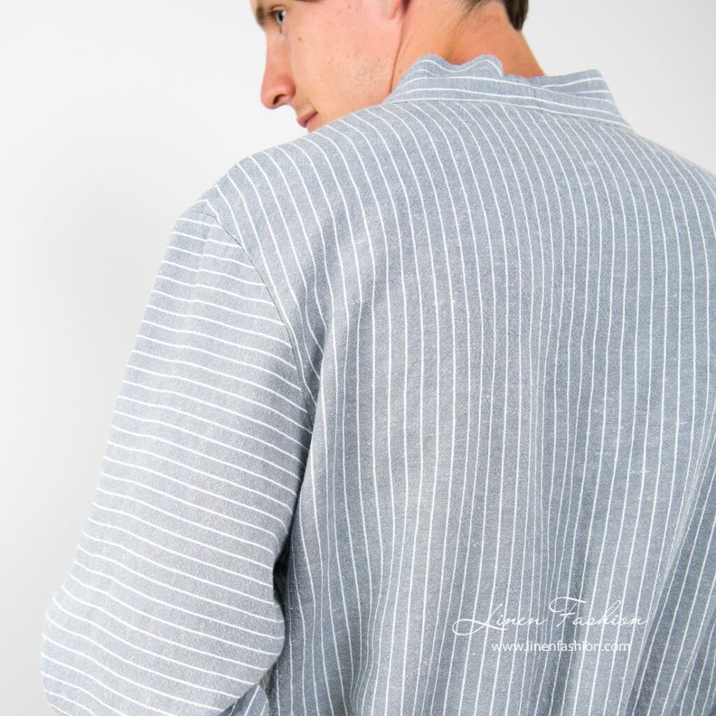 ARAS Peignoir gris rayures 6 ARAS Peignoir gris rayures – Image 6