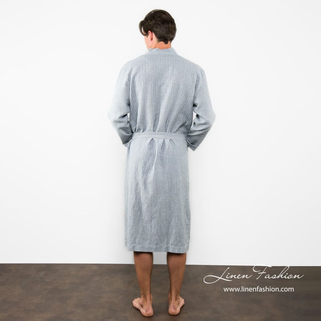 ARAS Peignoir gris rayures 7 ARAS Peignoir gris rayures – Image 7