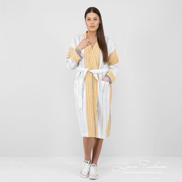 striped bathrobe linen cotton.