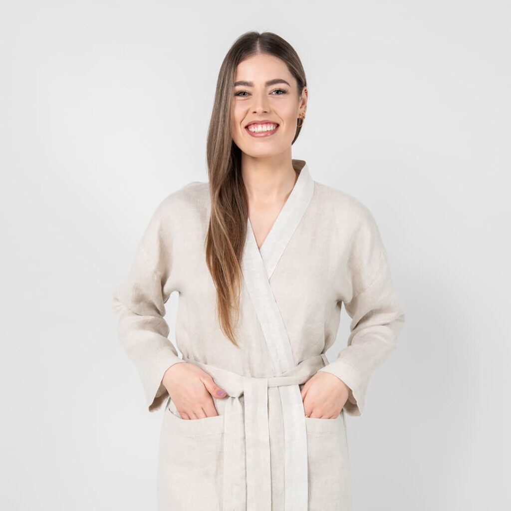 SYDNEY Peignoir beige 2 Beige bathrobe for women