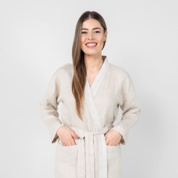 Beige bathrobe for women