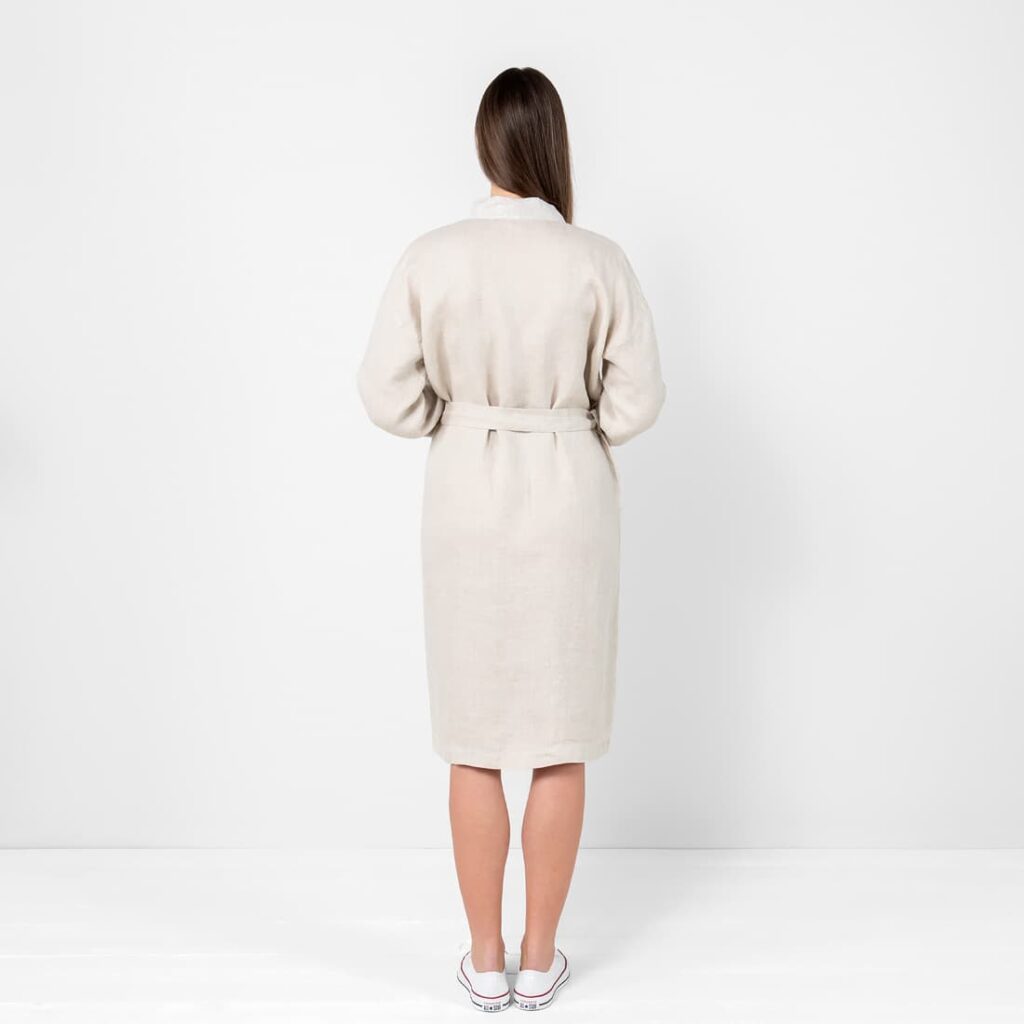 SYDNEY Peignoir beige 4 Beige bathrobe for women, wide waist tie