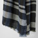 BUGA Châle à carreaux bleus