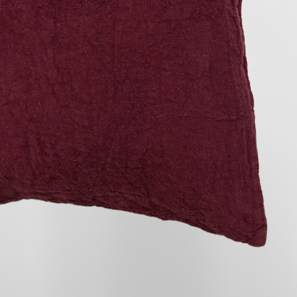 MENDOSA Sac rouge 3 Green washed linen shopping bag/tote close up detail