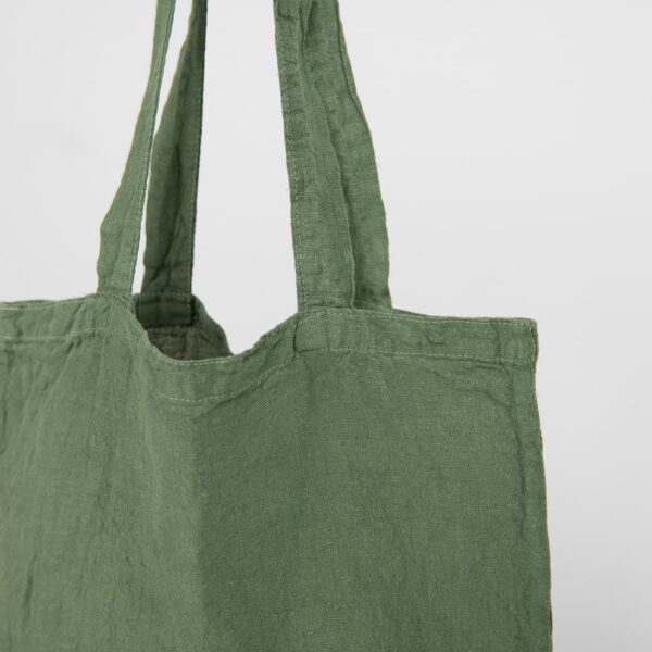 Green washed linen shopping bag/tote with handles