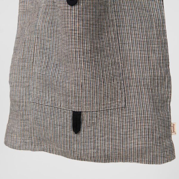 Multicolour checked linen tote bag with pocket in front