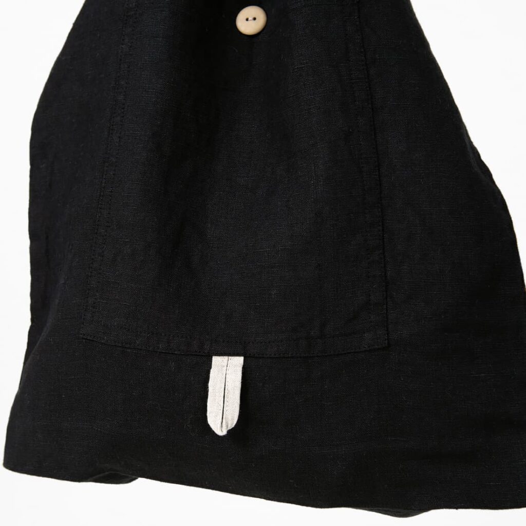 SAGA Sac noir 3 Black linen tote bag with pocket
