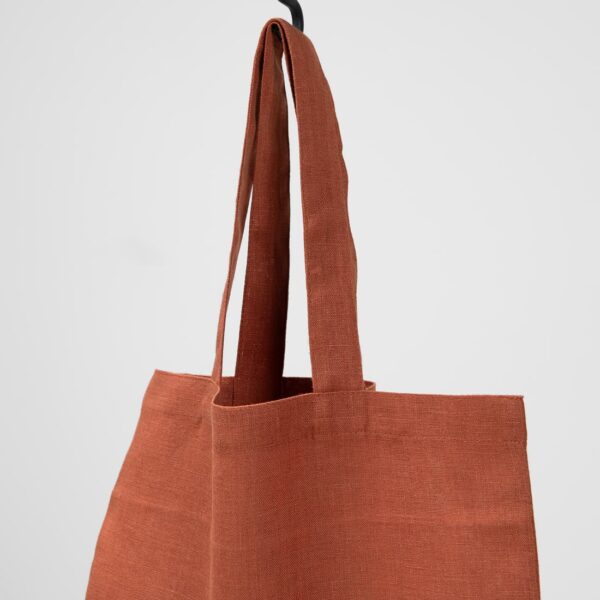 orange linen bag with handles