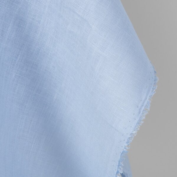 Tissu de lin uni bleu clair pâle – Image 3