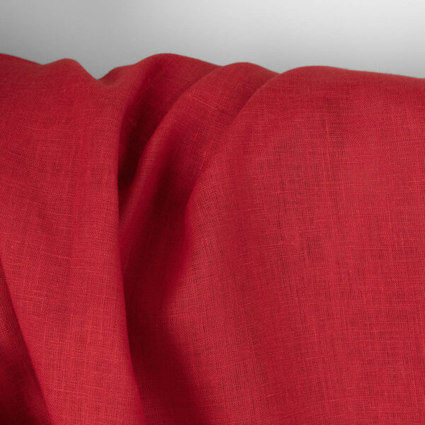 Tissu de lin uni rouge vif – Image 2
