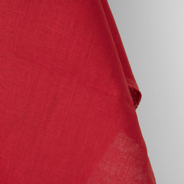 Tissu de lin uni rouge vif – Image 3