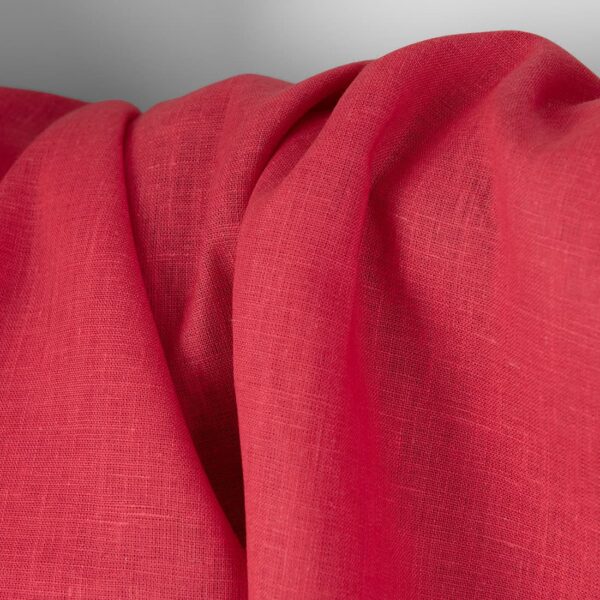 Tissu de lin uni rose-rouge vibrant – Image 2