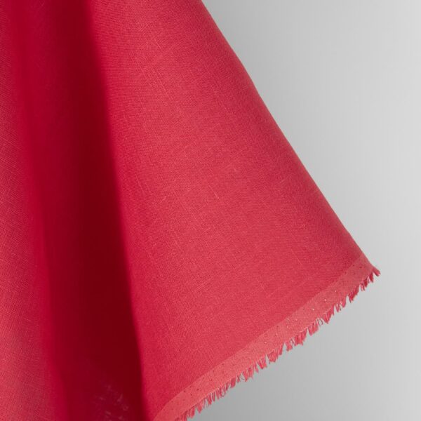 Tissu de lin uni rose-rouge vibrant – Image 3