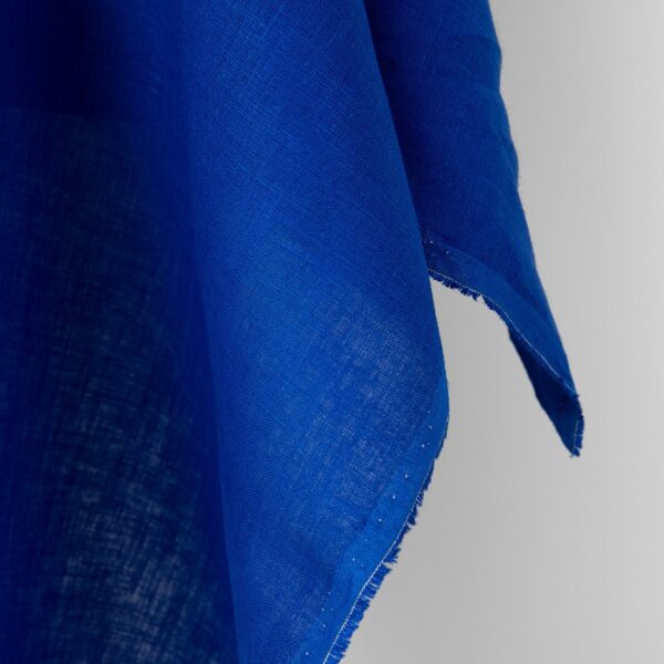 Tissu de lin uni bleu royal vibrant – Image 3