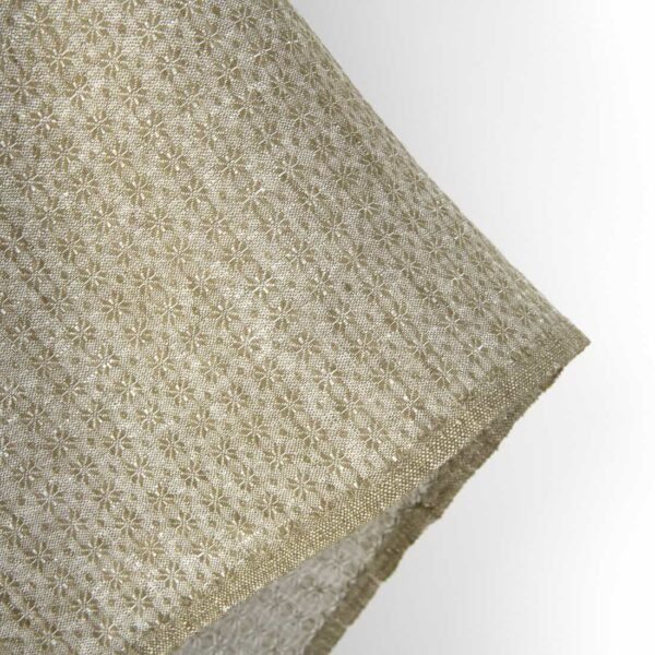 Tissu de lin blanc et vert à petits motifs floraux – Image 3