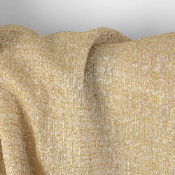 Tissu de lin blanc et gingembre à petits motifs floraux – Image 2