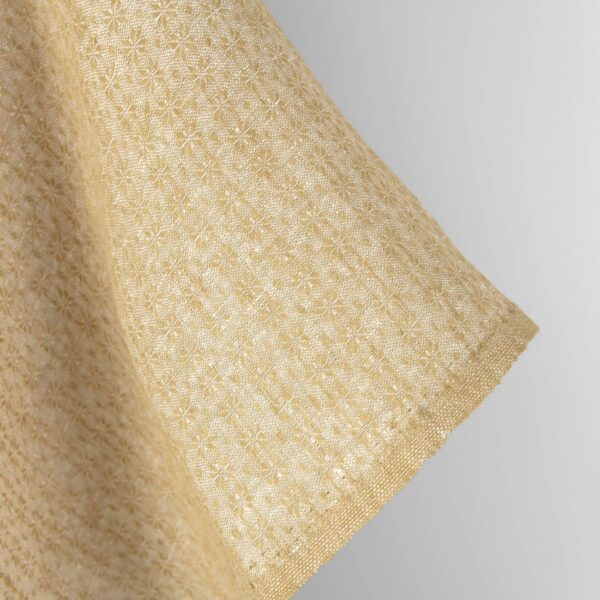 Tissu de lin blanc et gingembre à petits motifs floraux – Image 3