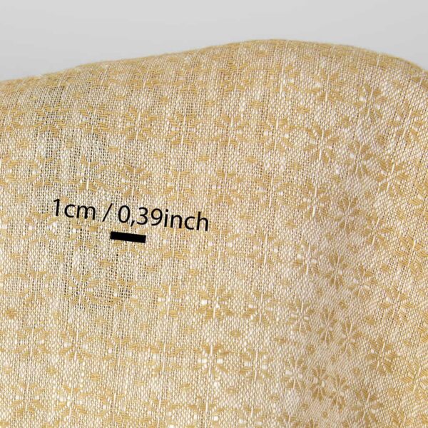 Tissu de lin blanc et gingembre à petits motifs floraux – Image 4