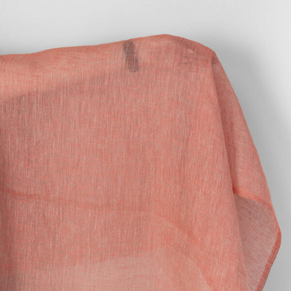 Tissu de lin naturel et gaze rouge saumon