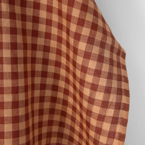Tissu de lin à carreaux caramel et brun chaud – Image 2