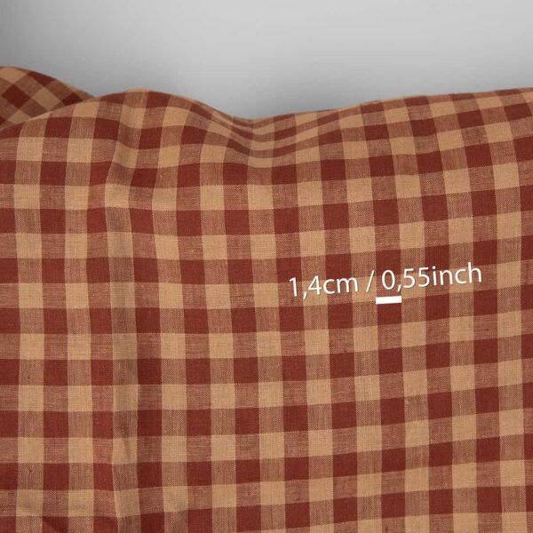 Tissu de lin à carreaux caramel et brun chaud – Image 3