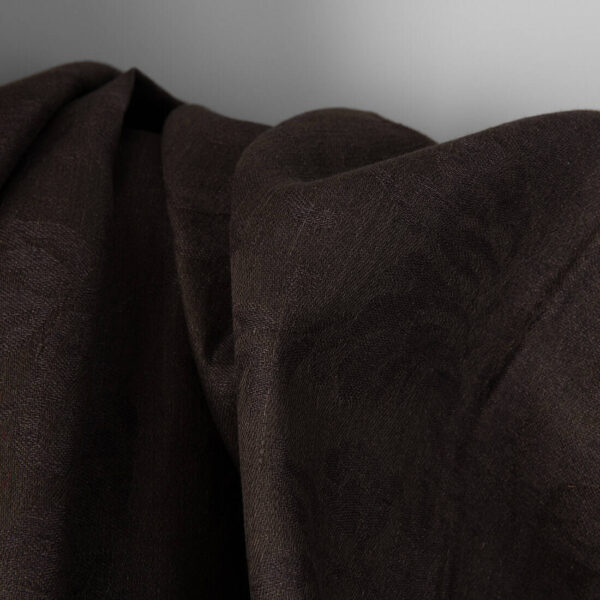 Tissu en lin jacquard marron foncé avec fleurs – Image 2
