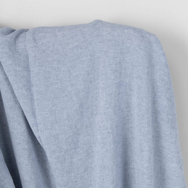 Wide washed linen cotton fabric white and blue mix