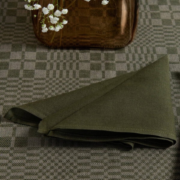 Green linen cotton napkin, plain weave