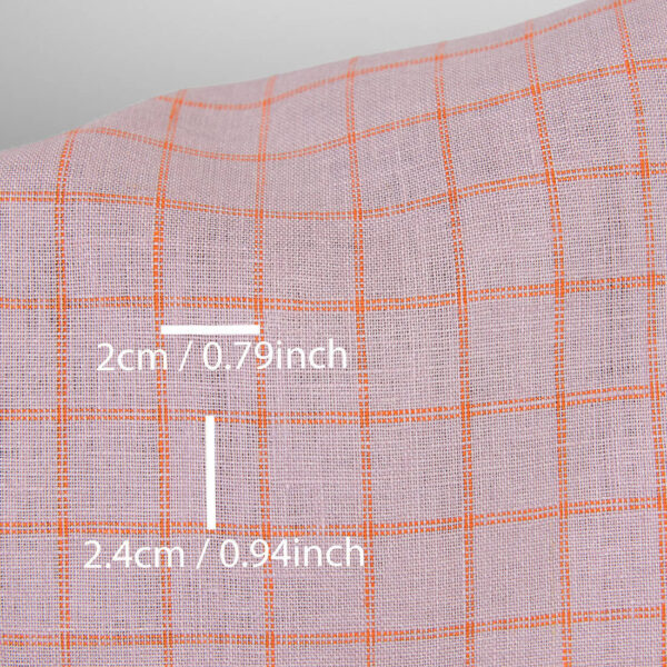 Tissu de lin lilas à carreaux orange – Image 4