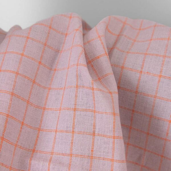 Tissu de lin lilas à carreaux orange – Image 2