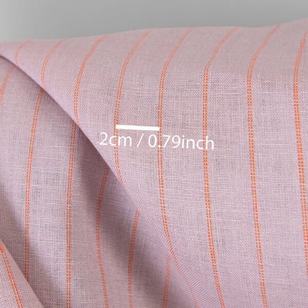 Tissu de lin lilas à rayures orange – Image 3