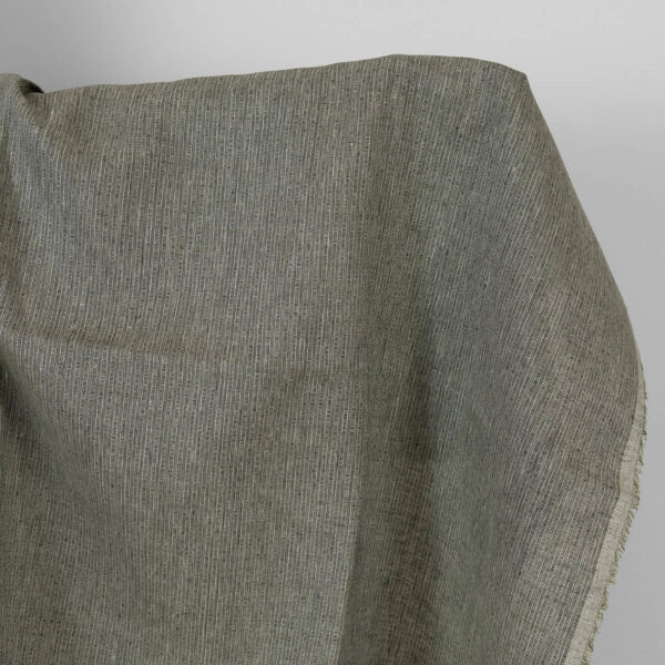 Tissu de lin vert-noir à petites rayures – Image 2