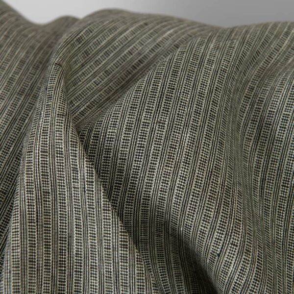 Tissu de lin vert-noir à petites rayures – Image 3