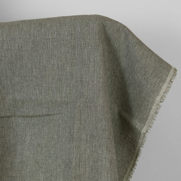 Tissu de lin vert-noir à petits motifs – Image 2