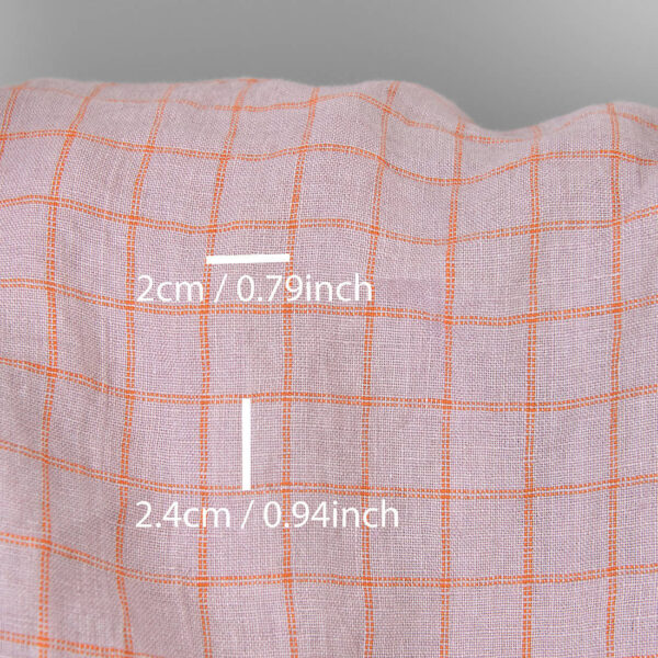 Tissu de lin lilas à carreaux orange lavés – Image 3