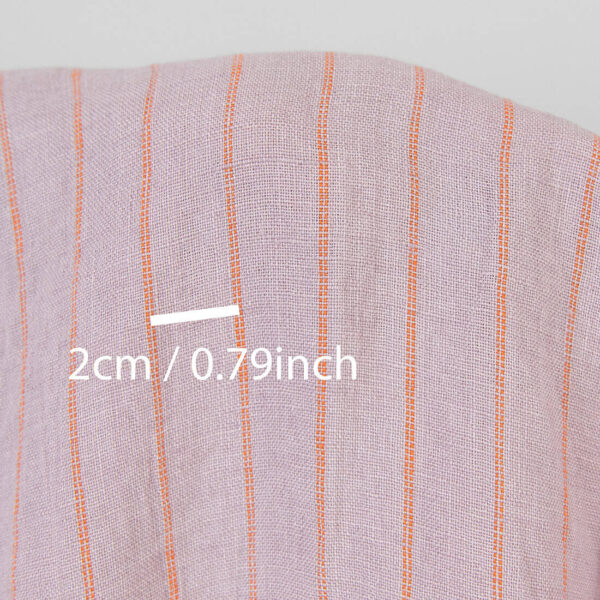Tissu de lin lilas à rayures orange lavé – Image 4
