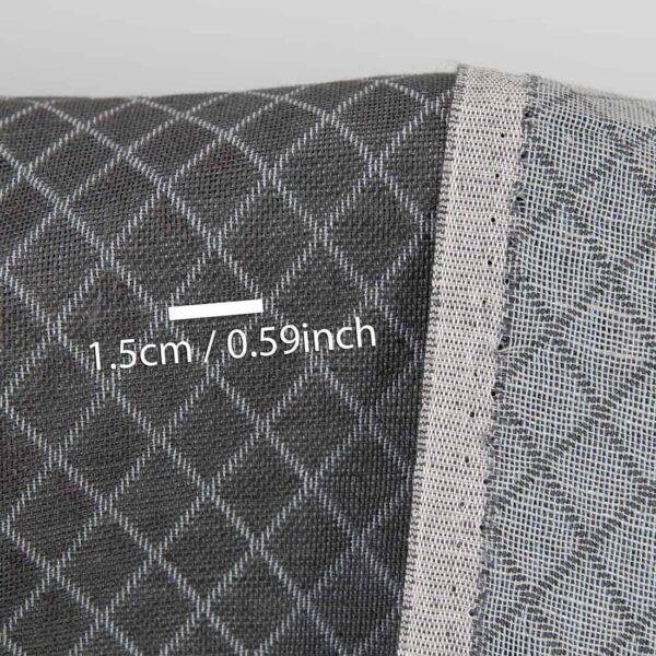 Tissu en lin et coton jacquard à losanges gris – Image 3