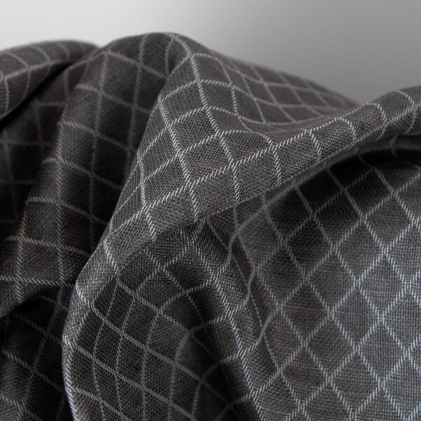 Tissu en lin et coton jacquard à losanges gris – Image 4