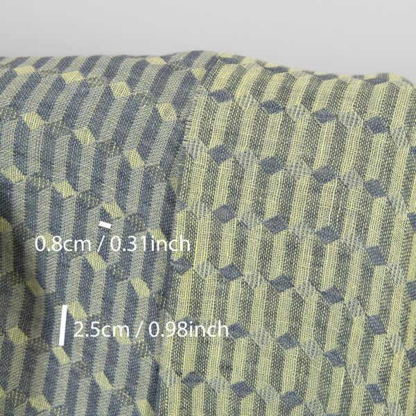 Tissu de lin gris jaune motif géométrique lavé – Image 4
