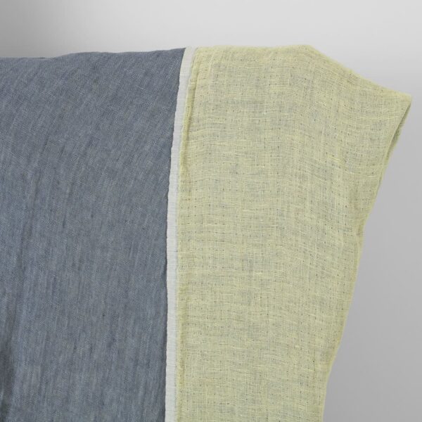 Tissu de lin gris jaune lavé double face