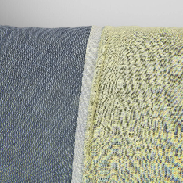 Tissu de lin gris jaune lavé double face – Image 2