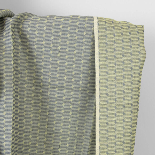 Tissu de lin gris jaune motif géométrique